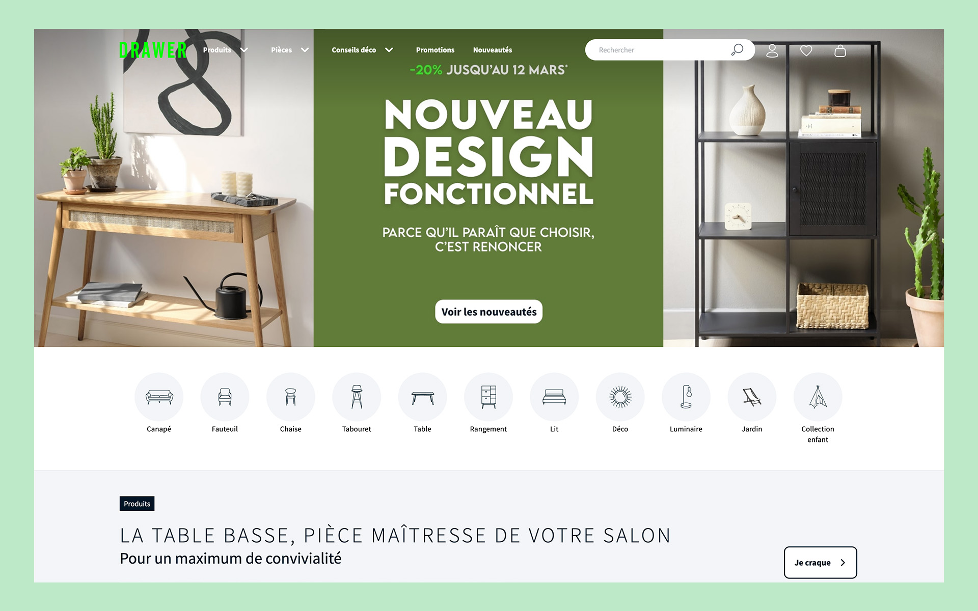 exemple de site e-commerce dans l'ameublement