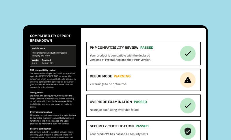 Compatibility report screenshot