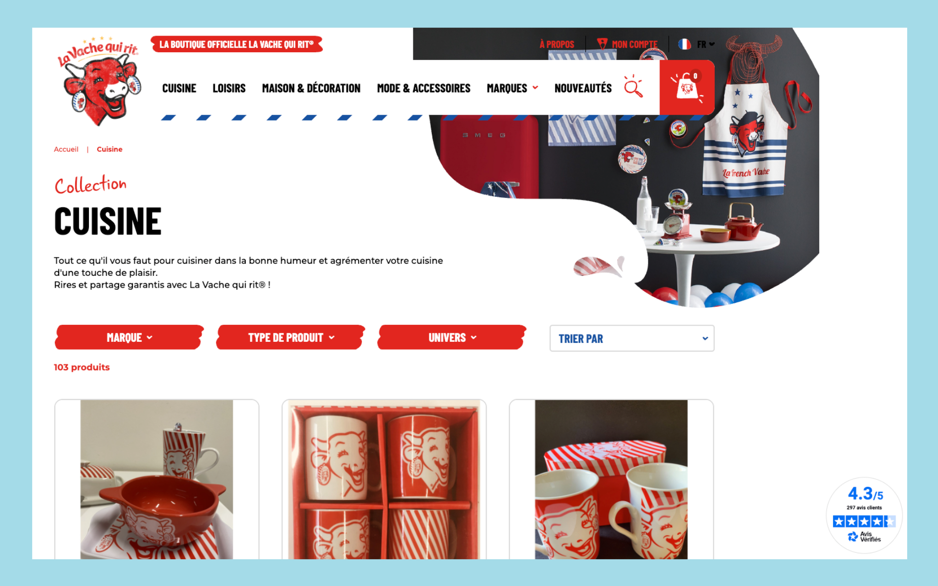 Capture d'écran du site La vache qui rit