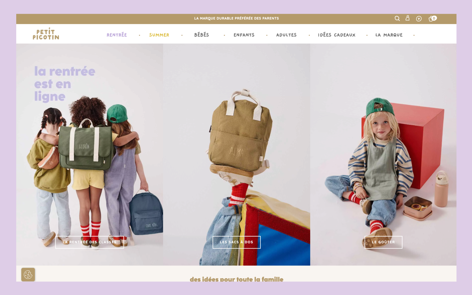 Capture d'écran du site Petit Picotin