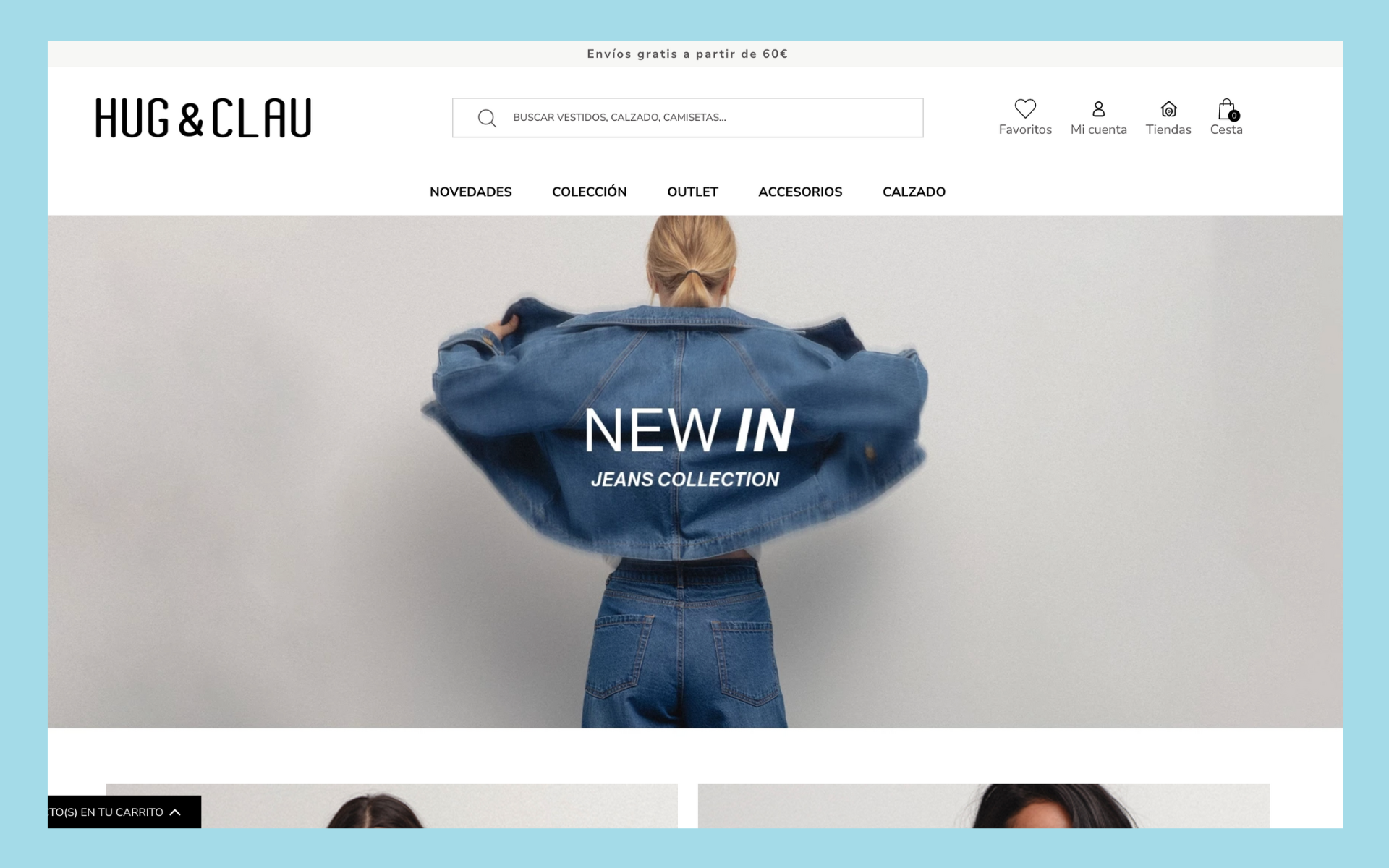 Hug & Clau online store screenshot